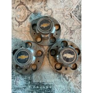 3 Chevrolet Hub Center Caps 5 Lug Truck K10 K20 K30 Chrome Bowtie Vintage stock